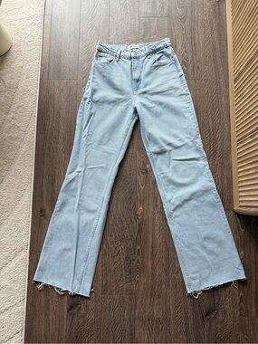 Zara Light Blue High-Rise Straight Baggy Jeans